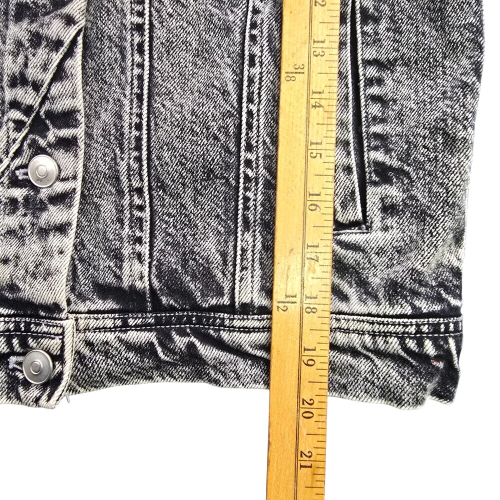 Acid Wash Cropped Denim Jacket Small | Y2K Grunge Festival Jean Jacket - Picture 6 of 11